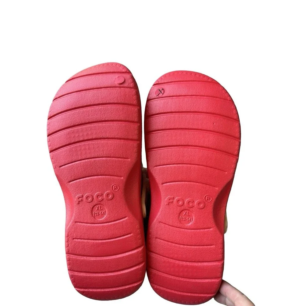 FOCO Men’s Red Foam Bubble Strap Clogs Slip On Garden Beach Water Shoes 13-14
